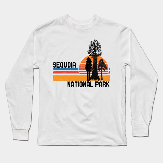 Vintage Sequoia National Park California Retro Sequoia Tree Long Sleeve T-Shirt by mrsmitful01